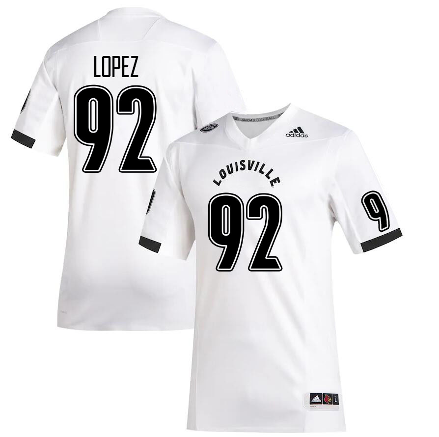 Men #92 Nick Lopez Louisville Cardinals College Football Jerseys Stitched Sale-White - Click Image to Close